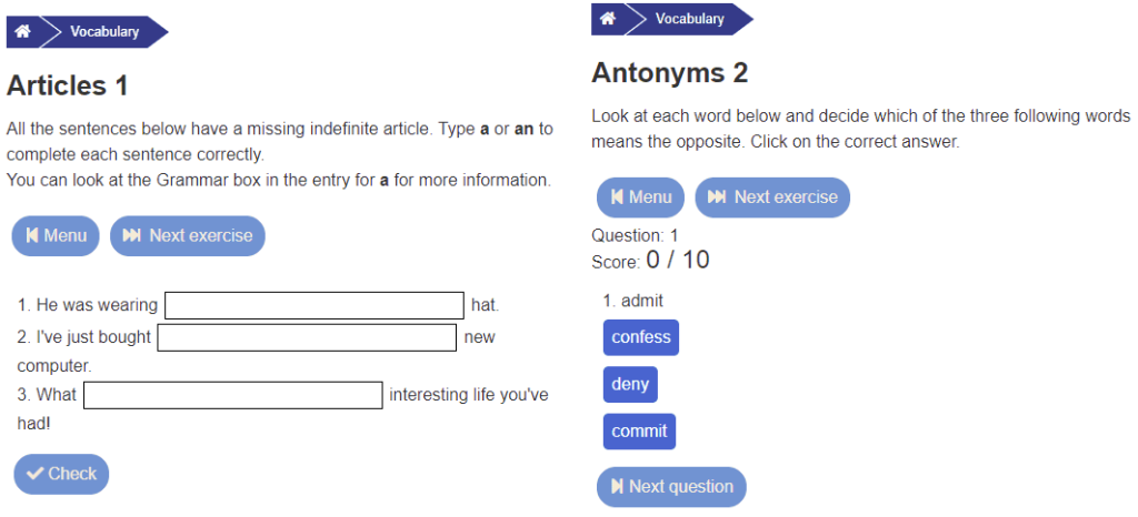 Longman Dictionary Vocabulary Excercises